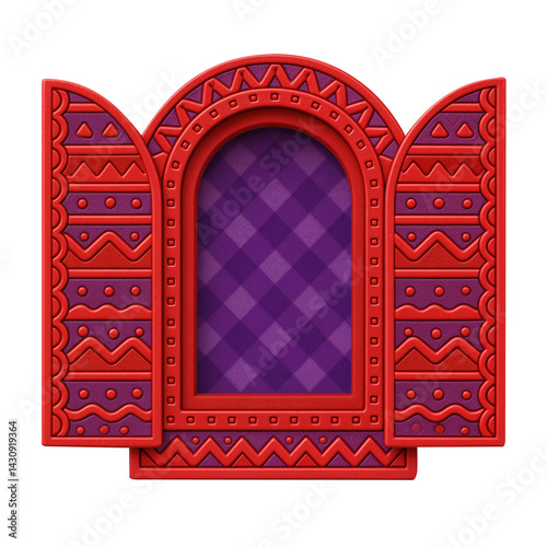  Elemento 3D de janela típica para Festa Junina, ideal para composições de São João