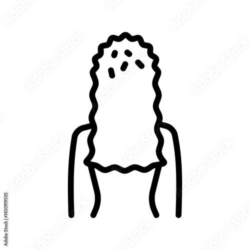 Dandruff on the Head of pretty Woman. Disease and Treatment of the Scalp and Hair. Symptoms of dandruff. Hair care, treatment, beauty line icon. For website marketing design, logo, app, template, ui, 