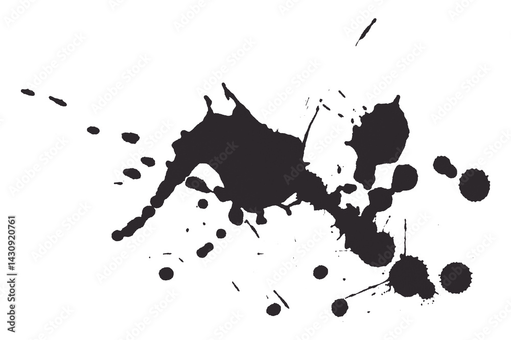 Obraz premium Black watercolor splash with dynamic splash effect on transparent background. Watercolor brush.