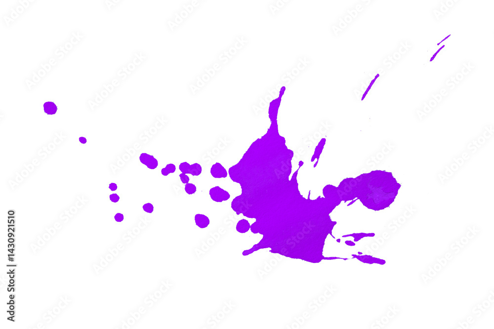 Obraz premium Purple watercolor splash with dynamic splash effect on transparent background. Watercolor brush.