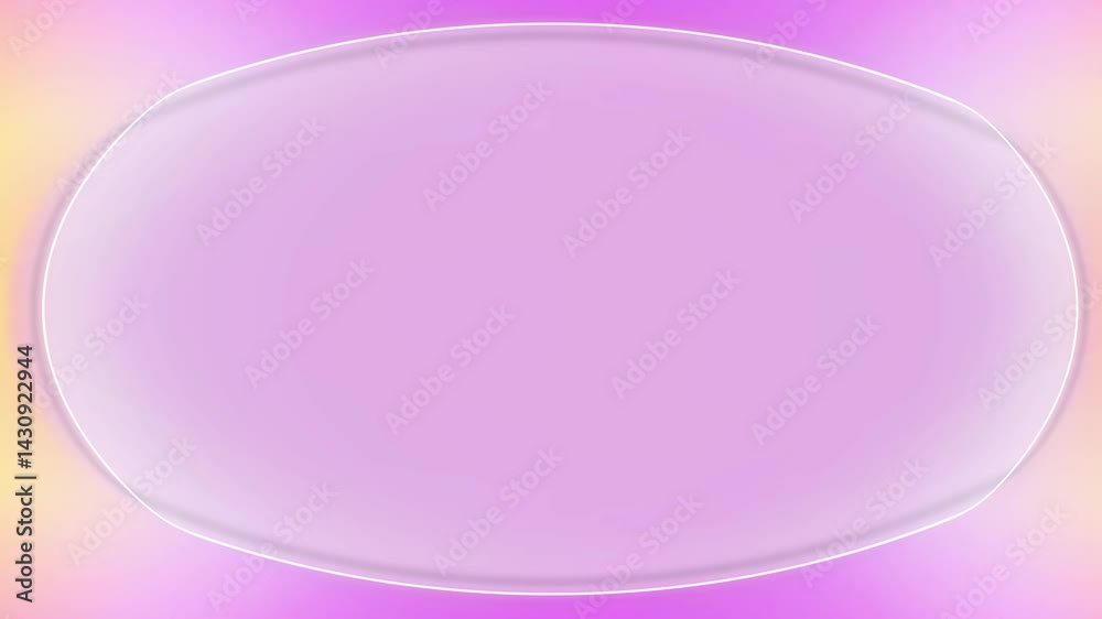 Horizontal oval round white closed frame, with pink blurred light background with moving water effect. Space for your own content. Horizontal oval round white closed frame, with pink blurred light background with moving water effect. Space for your own content.