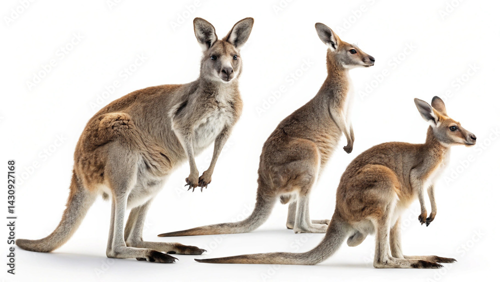 Fototapeta premium Kangaroo Illustrations with White Backdrop