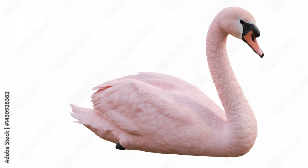 Fototapeta premium Pink swan image against white background