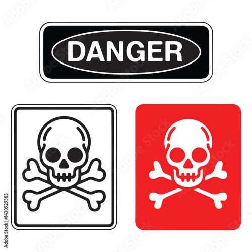 Danger Warning Vector Sign - Skull and Crossbones Symbol