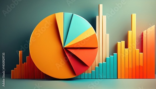 Vivid graphical representation of pie charts and bar graphs showcasing business performance metrics