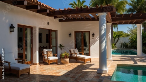 Tropical Patio with Pool - Relaxation and Vacation photo