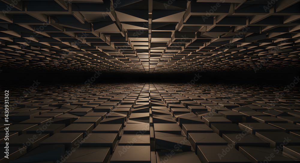 Fototapeta premium Dimensional Perspective Illusion Created With Brown Metallic Textured Blocks