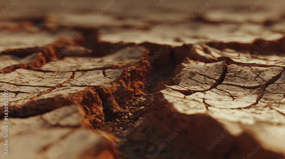 Parched Earth: Intricate Cracked Clay Texture Close-Up Parched Earth: Intricate Cracked Clay Texture Close-Up
