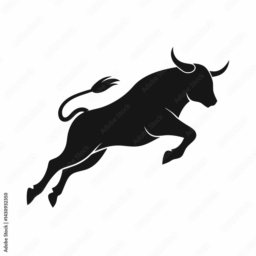 Silhouette of a bull jump on white background. Silhouette of a bull jump on white background.