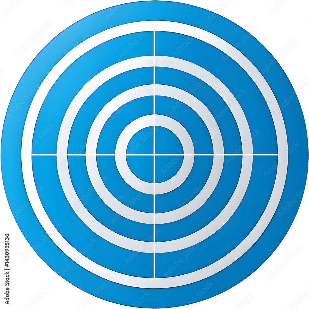 Illustration of a blue target with concentric white rings isolated on white background Illustration of a blue target with concentric white rings isolated on white background