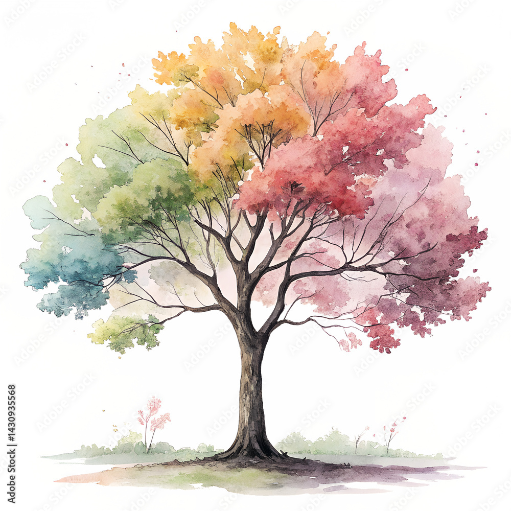 Fototapeta premium Watercolor tree isolated on transparent background