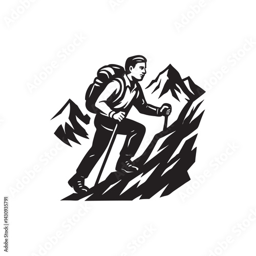 man climbing mountain