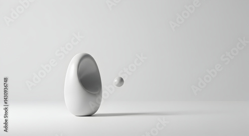 Minimalist Composition Featuring Abstract Object With A Hovering Sphere