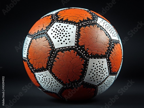 Detailed product shoot of football in action showing texture and color