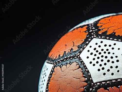 Detailed product shoot of football in action showing texture and color