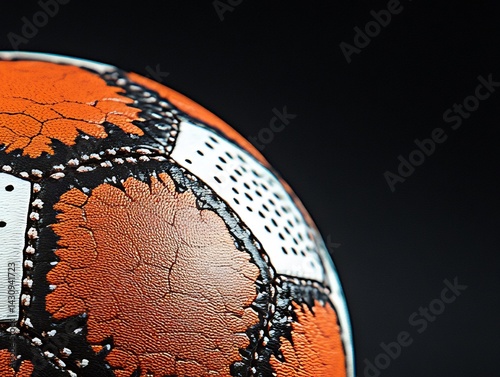 Detailed product shoot of football in action showing texture and color