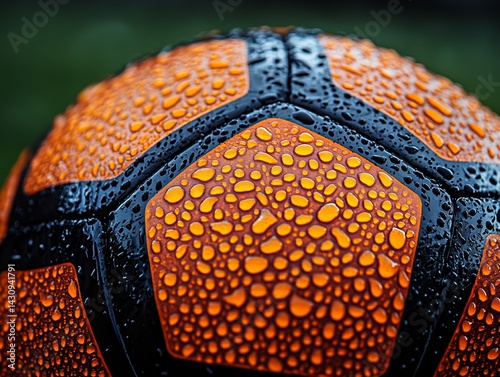 Detailed product shoot of football in action showing texture and color