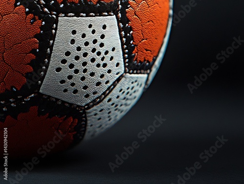 Detailed product shoot of football in action showing texture and color