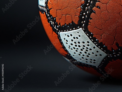 Detailed product shoot of football in action showing texture and color