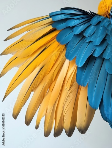 Obraz na płótnie Bright Blue and Yellow Macaw Displaying Vibrant Wing Feathers in a Well-Lit Studio Setting Generative AI w salonie