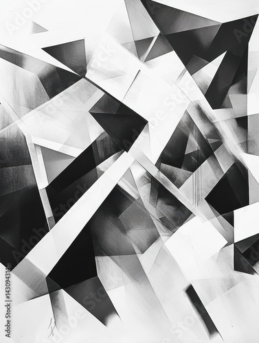 Obraz na płótnie Exploring Geometric Fragmentation in Black and White Abstract Cubism Art Generative AI w salonie