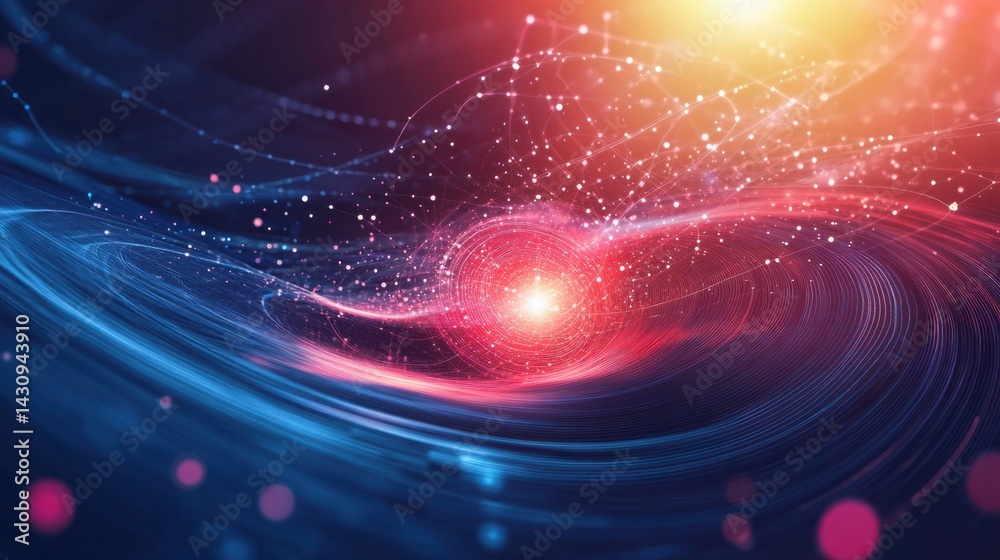 Obraz premium Vibrant Cosmic Swirl with Bright Central Light and Sparkling Elements