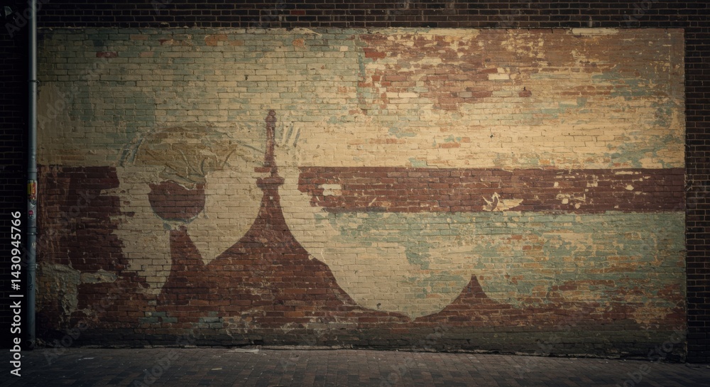 Fototapeta premium Weathered wall mural artistic silhouette composition for design projects