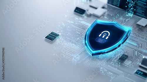 Cybersecurity action shield digital environment visual content technology modern concept