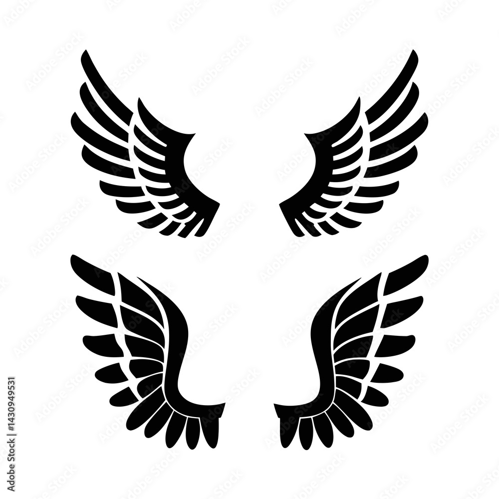 Fototapeta premium Black Wings Silhouette Vector