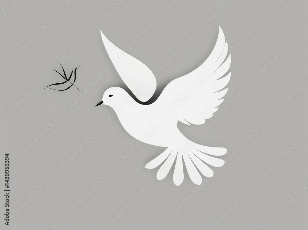 Fototapeta premium white dove drawn on gray background