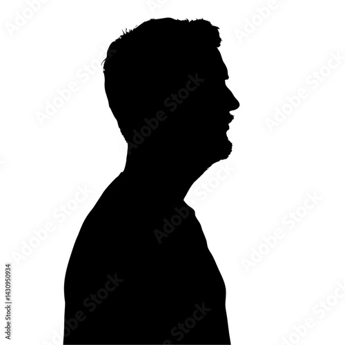 silhouette of a person’s head and shoulders against a clean white background, ideal for branding, posters, digital artwork, and creative projects
