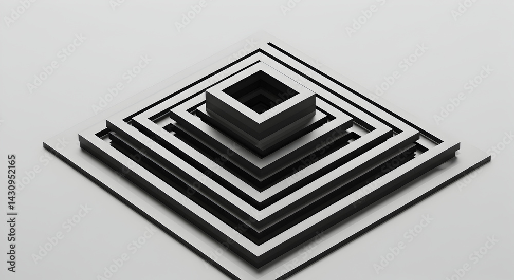 Monochrome Composition Of Nested Squares Creates A Minimalist Optical Illusion Monochrome Composition Of Nested Squares Creates A Minimalist Optical Illusion