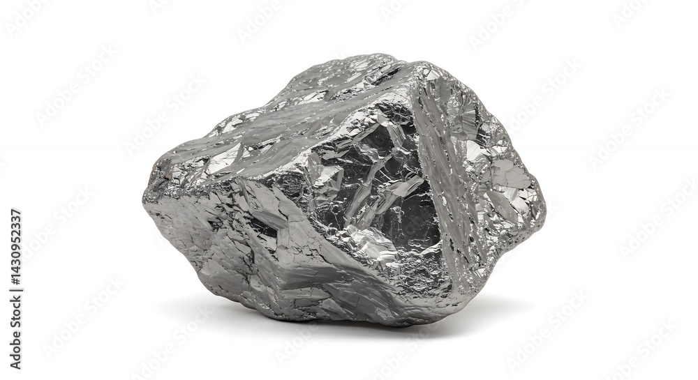 Fototapeta premium Gray rock specimen against white background