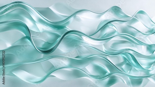 Soft Fluid Waves of Translucent Green Tones on Light Background
