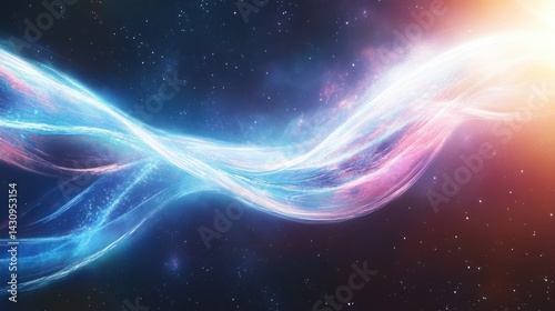 Ethereal Flow of Colorful Light in Cosmic Space Background