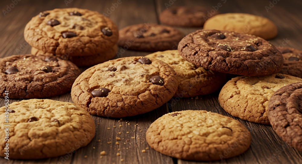 High Resolution Cookie Assortment with Crumbs and Texture Detail High Resolution Cookie Assortment with Crumbs and Texture Detail