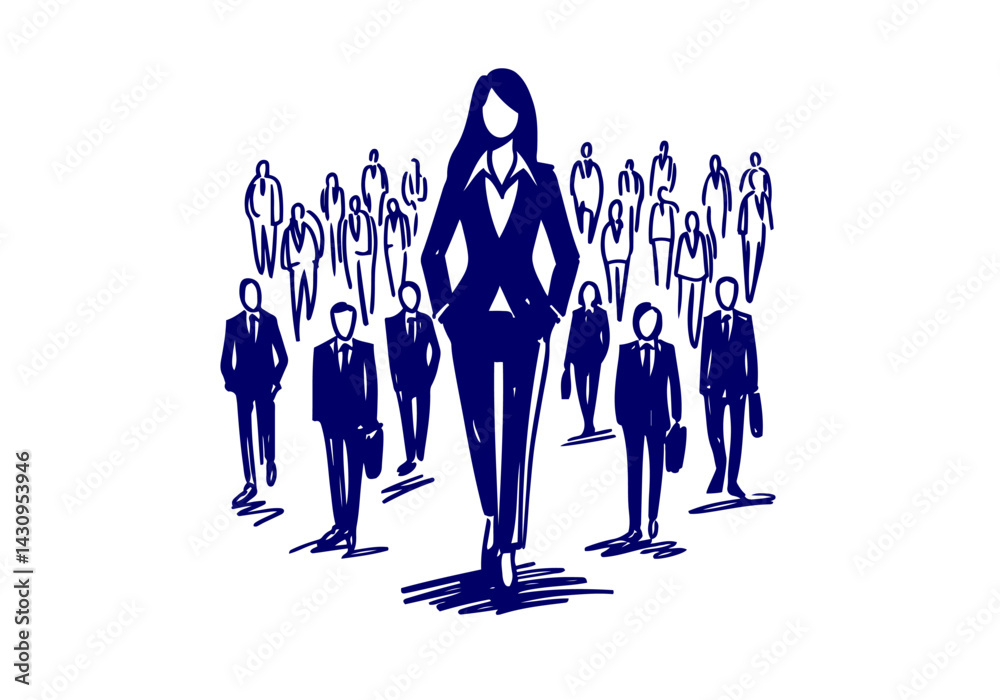 Obraz premium Business Leader hand drawn ve...