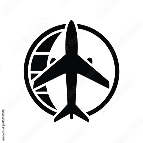 Airplane Travel Icon Silhouette Vector Illustration