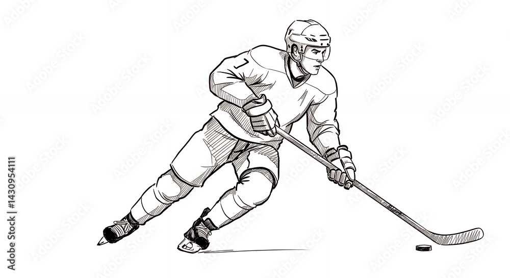 Fototapeta premium Hockey player illustration action graphic