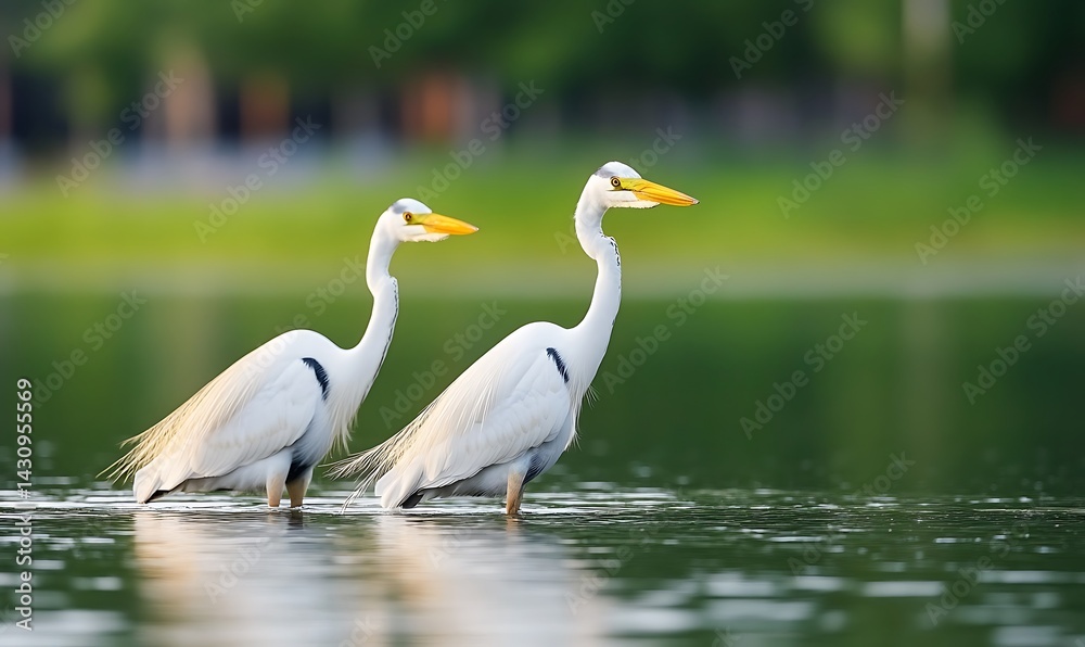 Serene White Herons Poised on Water of excellence in splendor beyond compare with grace in style Serene White Herons Poised on Water of excellence in splendor beyond compare with grace in style