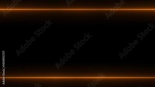 Frame, long rectangular horizontal decorated, fiery orange lines of lightening and darkening light on a black background. Space for your own content.