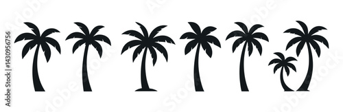 Set of Black Palm Tree Silhouettes
