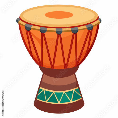 Illustration of  a African djembe drum on white background.