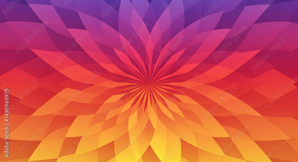 Vibrant Gradient Flower Geometry Art Illustration with Colorful Petals Vibrant Gradient Flower Geometry Art Illustration with Colorful Petals