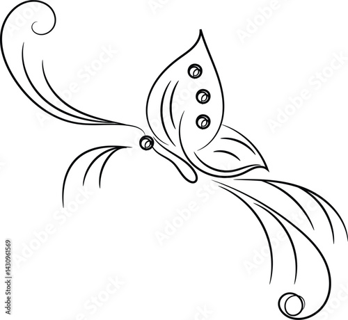 Black and white fish tattoo vector illustration, a tribal animal design silhouette