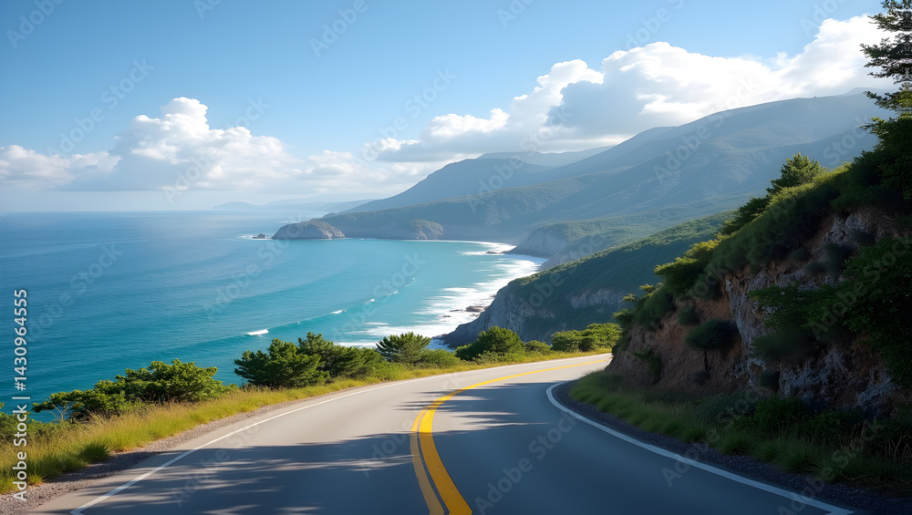 Obraz premium Picturesque coastal drive with panoramic viewpoints