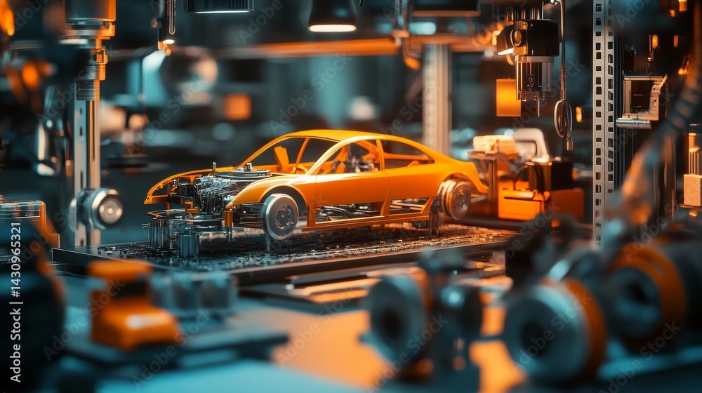 Fototapeta premium Futuristic automotive factory model