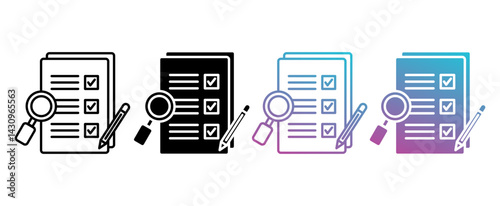 task icon sheet with line, glyph, gradient multistyle collection of elements for design