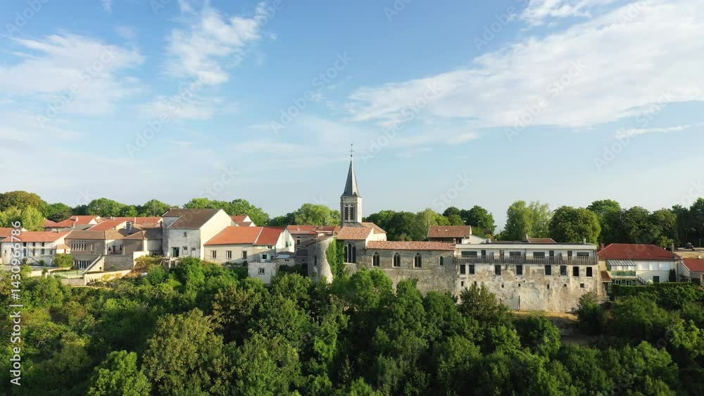 The historic heart of Hattonchatel in Europe, in France, in the Grand Est, in Meuse, in summer, on a sunny day. The historic heart of Hattonchatel in Europe, in France, in the Grand Est, in Meuse, in summer, on a sunny day.