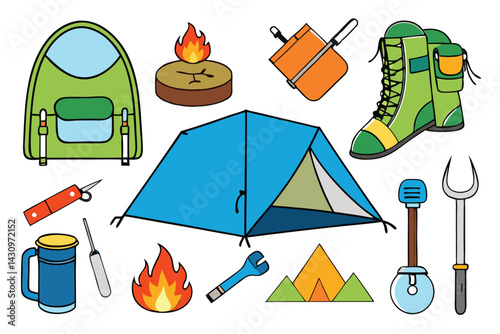 set of camping elements